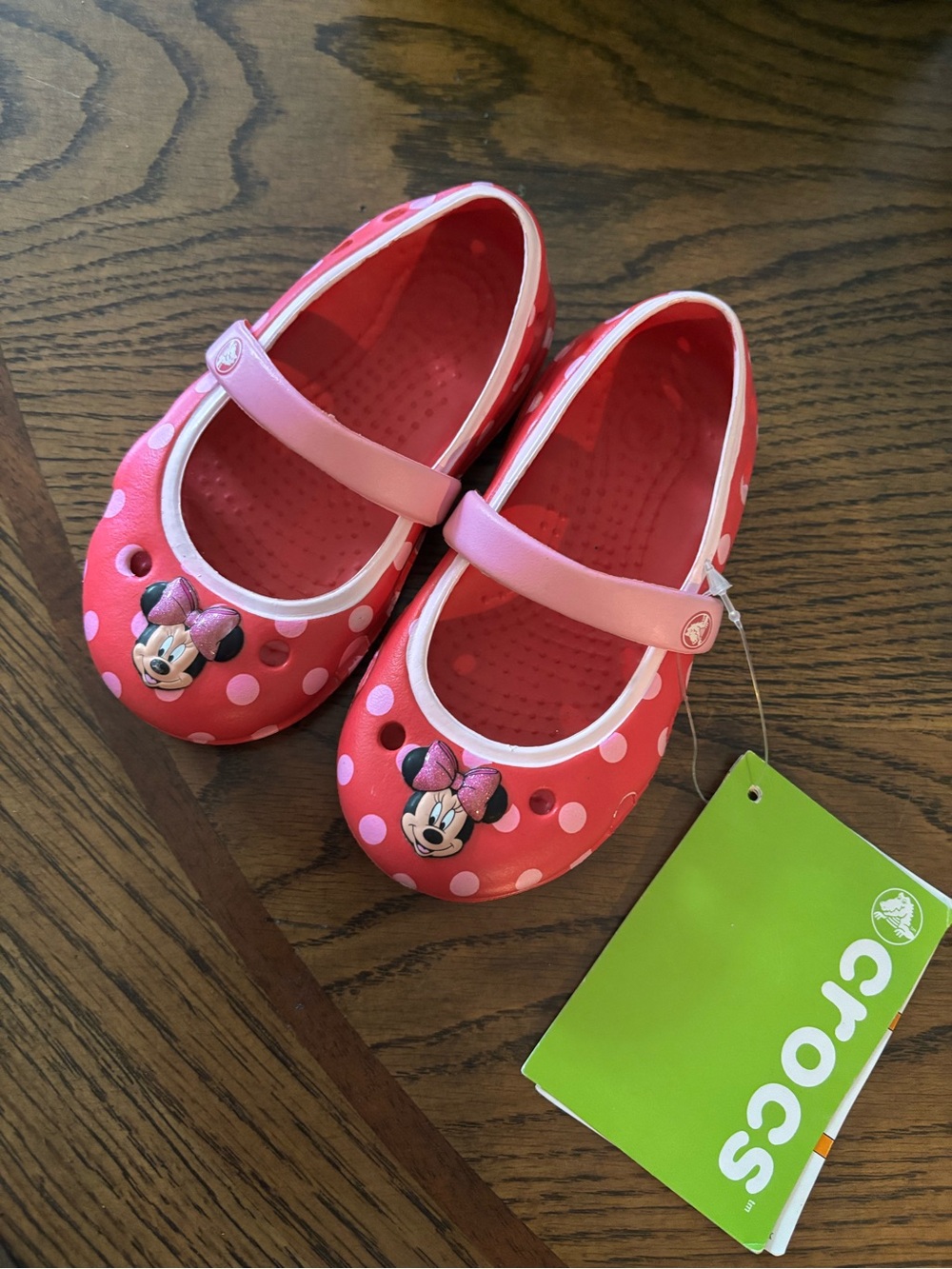 CROCS Pink Polka Dot Minnie Mary Jane Shoes